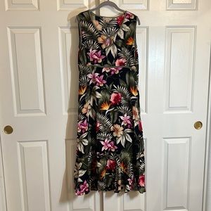 D3- Island Tropics Black Maxi Pullover Floral Beads Sequins Summer Dress -Large